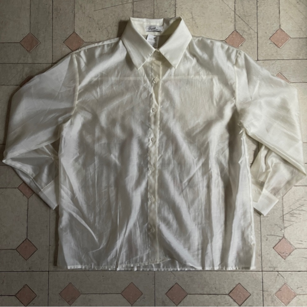 Sheer Cream/Light Yellow Button Down Shirt
